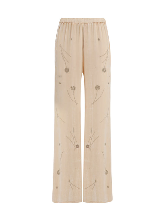 Forte_forte Fleurs d’Orient embroidered crushed velvet Pants - Loto