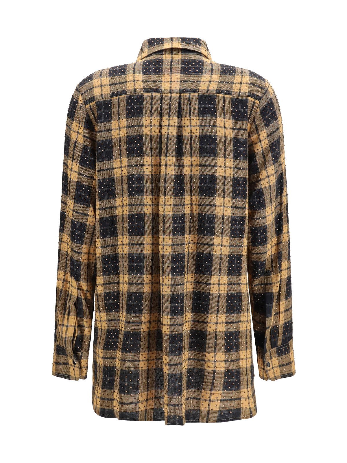Pinko Barbellino check pattern Shirt with all-over micro rhinestones - Camel/Black