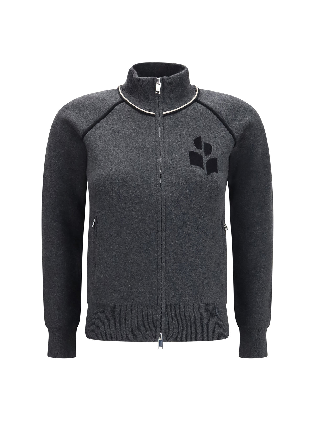 Marant Étoile Lanya logo and zip Cardigan - Anthracite/Black