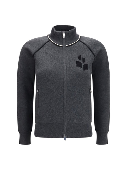 Marant Étoile Lanya logo and zip Cardigan - Anthracite/Black