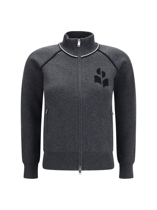 Marant Étoile Lanya logo and zip Cardigan - Anthracite/Black