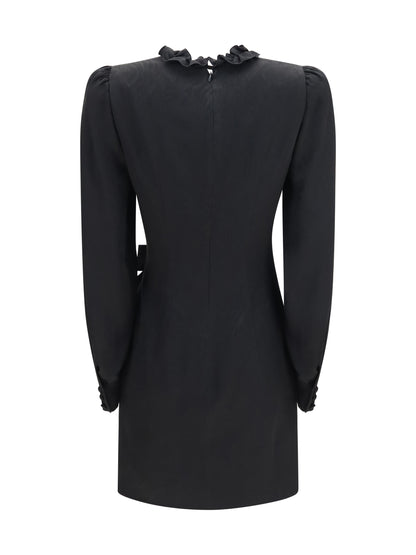 Alessandra Rich Silk jacquard mini Dress with ruffles - Black
