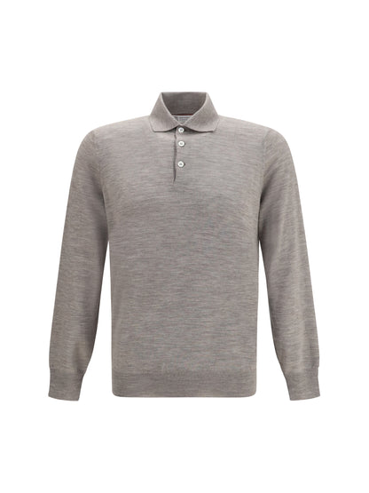 Brunello Cucinelli Virgin wool polo Sweater - Roccia+Nebbia