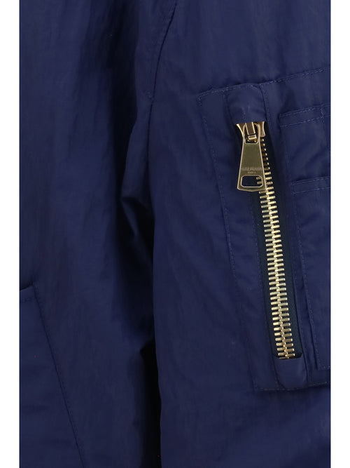 Balmain Nylon Bomber Jacket with embroidered back logo - Bleu