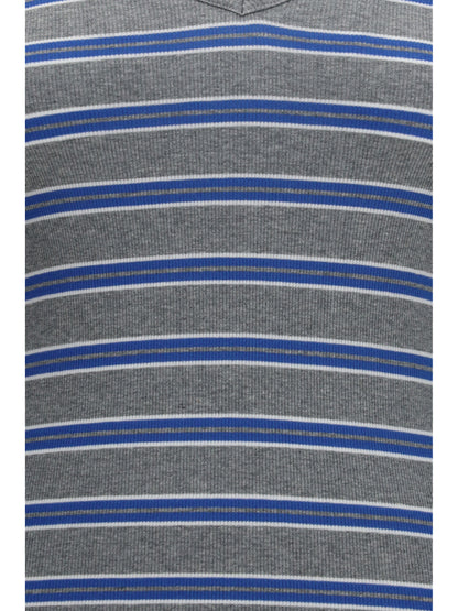 Ganni Ribbed V-neck long-sleeve T-shirt - Strong Blue