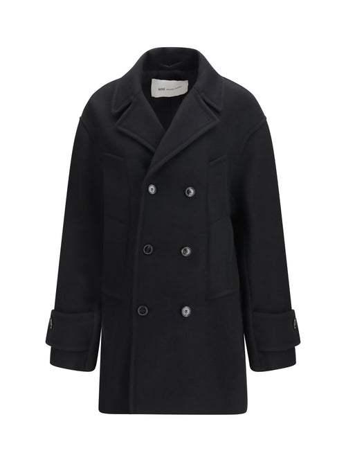 Ami Paris Virgin wool short Caban Coat - Noir