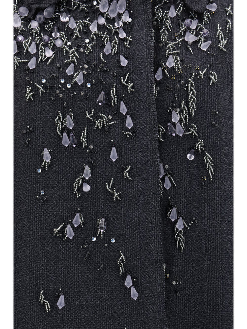 Prada Single-breasted mouliné Prince of Wales and embroidered twill Coat - Nero+Agave
