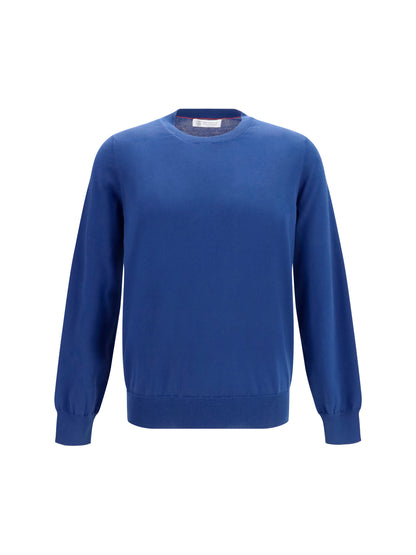 Brunello Cucinelli Sweater in cotton - Avio+Grigio Light