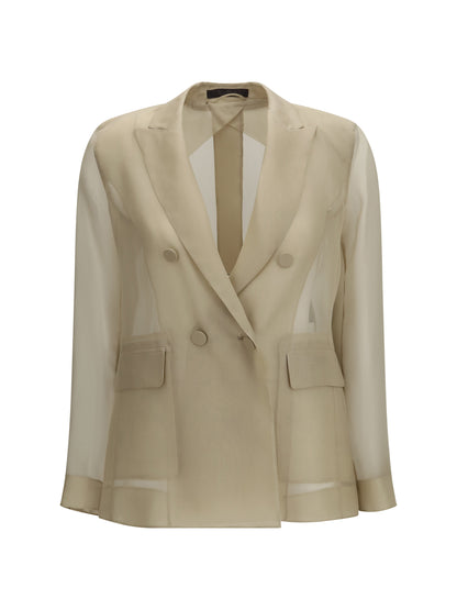 Max Mara Pianoforte Slogan Jacket in silk organza - Sand