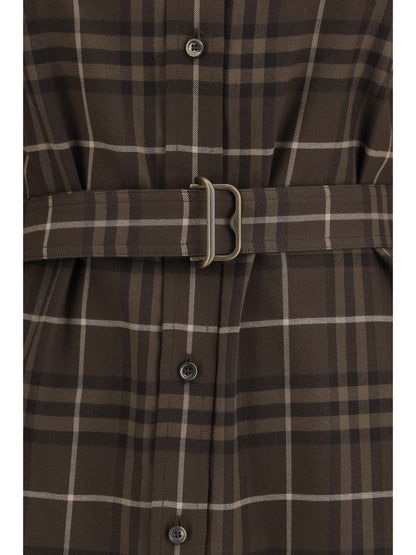 Burberry Check cotton shirt Dress - Sepia Brown Ip Check