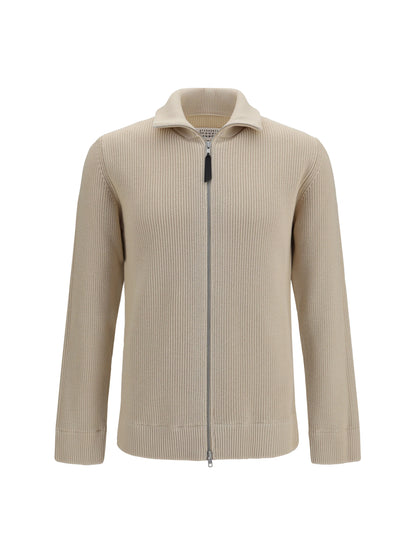 Maison Margiela Cotton zip-up Sweater - Ecru