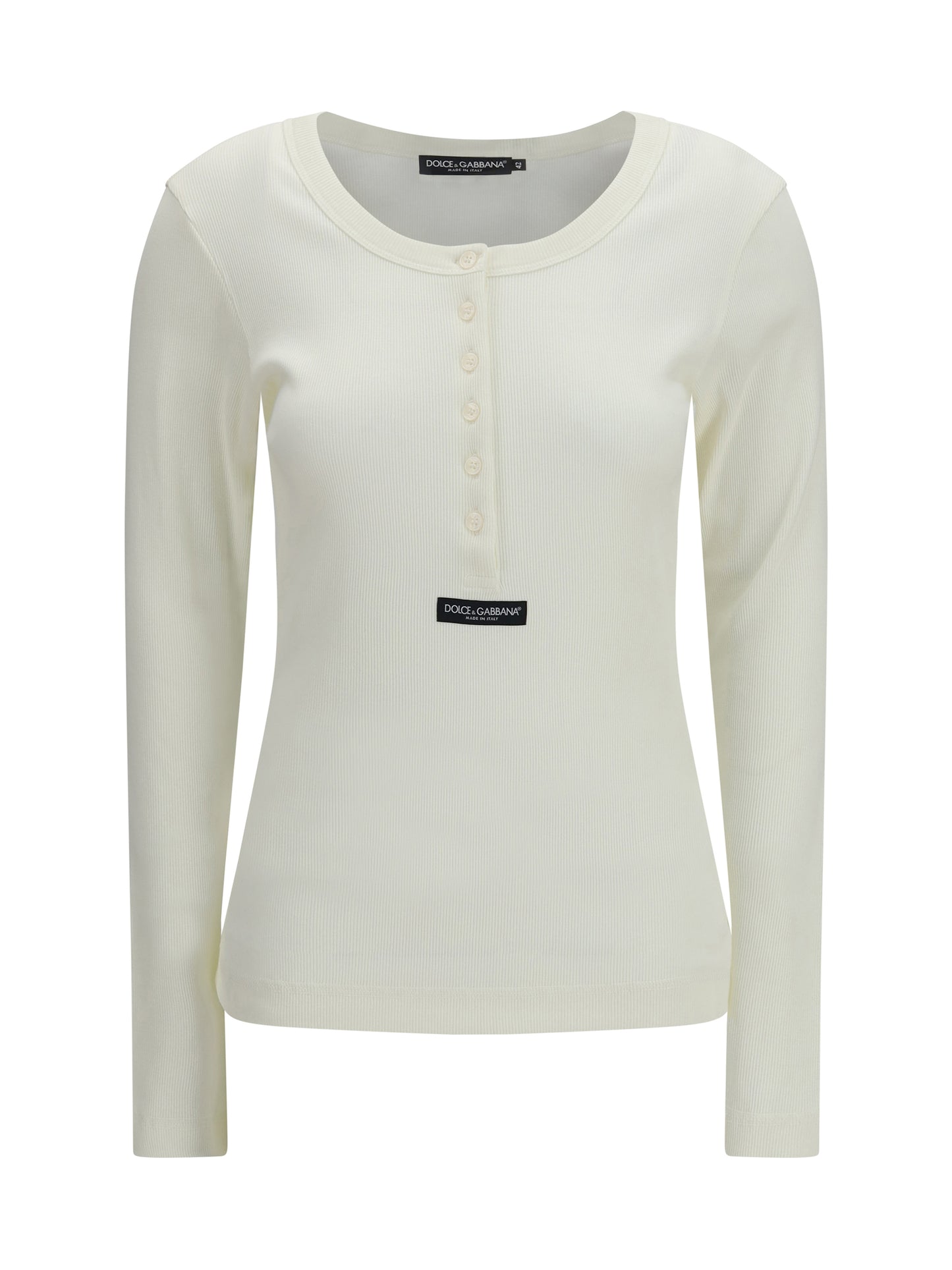 DOLCE & GABBANA Ribbed cotton henley T-shirt