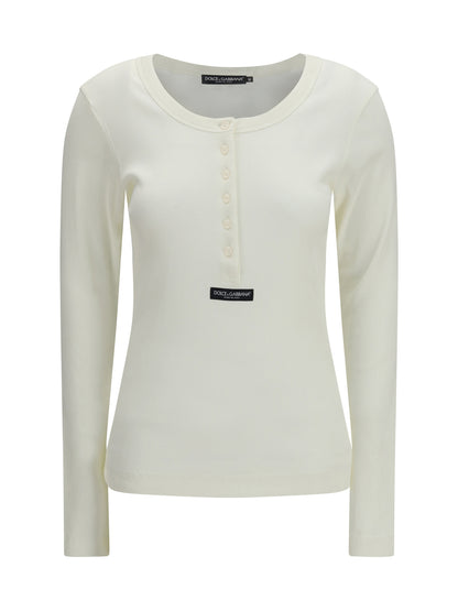 DOLCE & GABBANA Ribbed cotton henley T-shirt