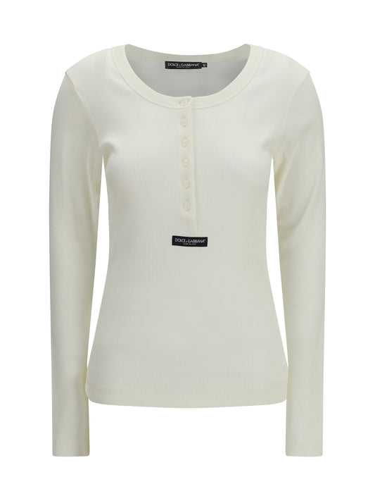 DOLCE & GABBANA Ribbed cotton henley T-shirt