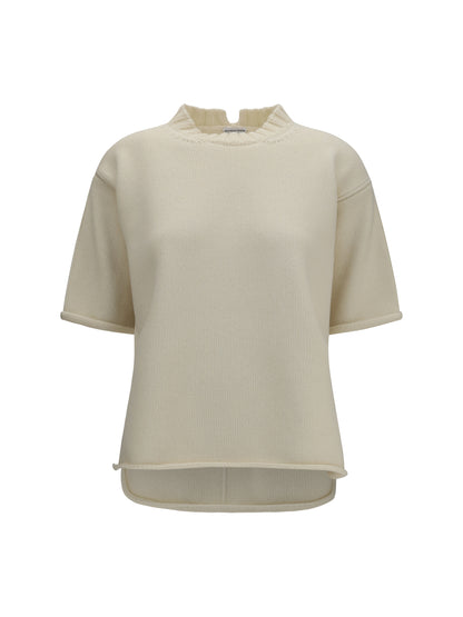 Bottega Veneta Wool and cashmere-blend knit T-shirt - Rice