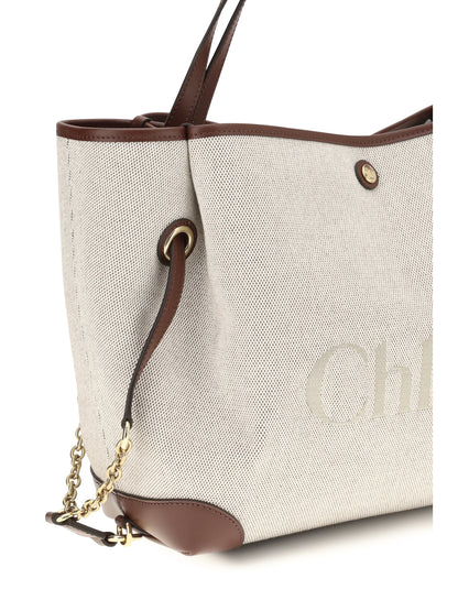 Chloé Clover Tote Bag in canvas - Crafty Brown