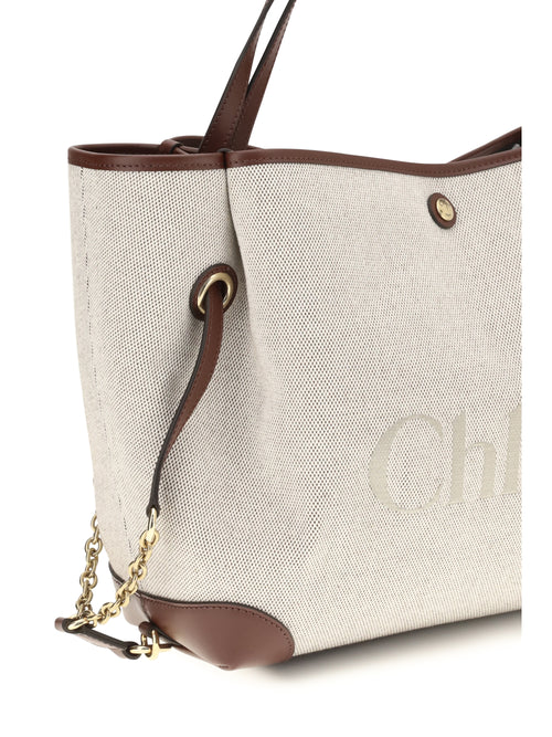 Chloé Clover Tote Bag in canvas - Crafty Brown