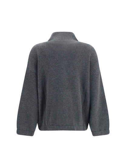 Brunello Cucinelli Cashmere half-zip Sweater - Piombo