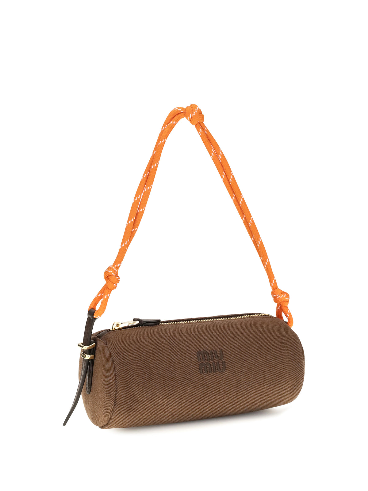 Miu Miu Embroidered logo Shoulder Bag - Cacao+Arancio