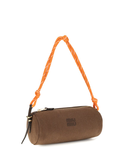Miu Miu Embroidered logo Shoulder Bag - Cacao+Arancio