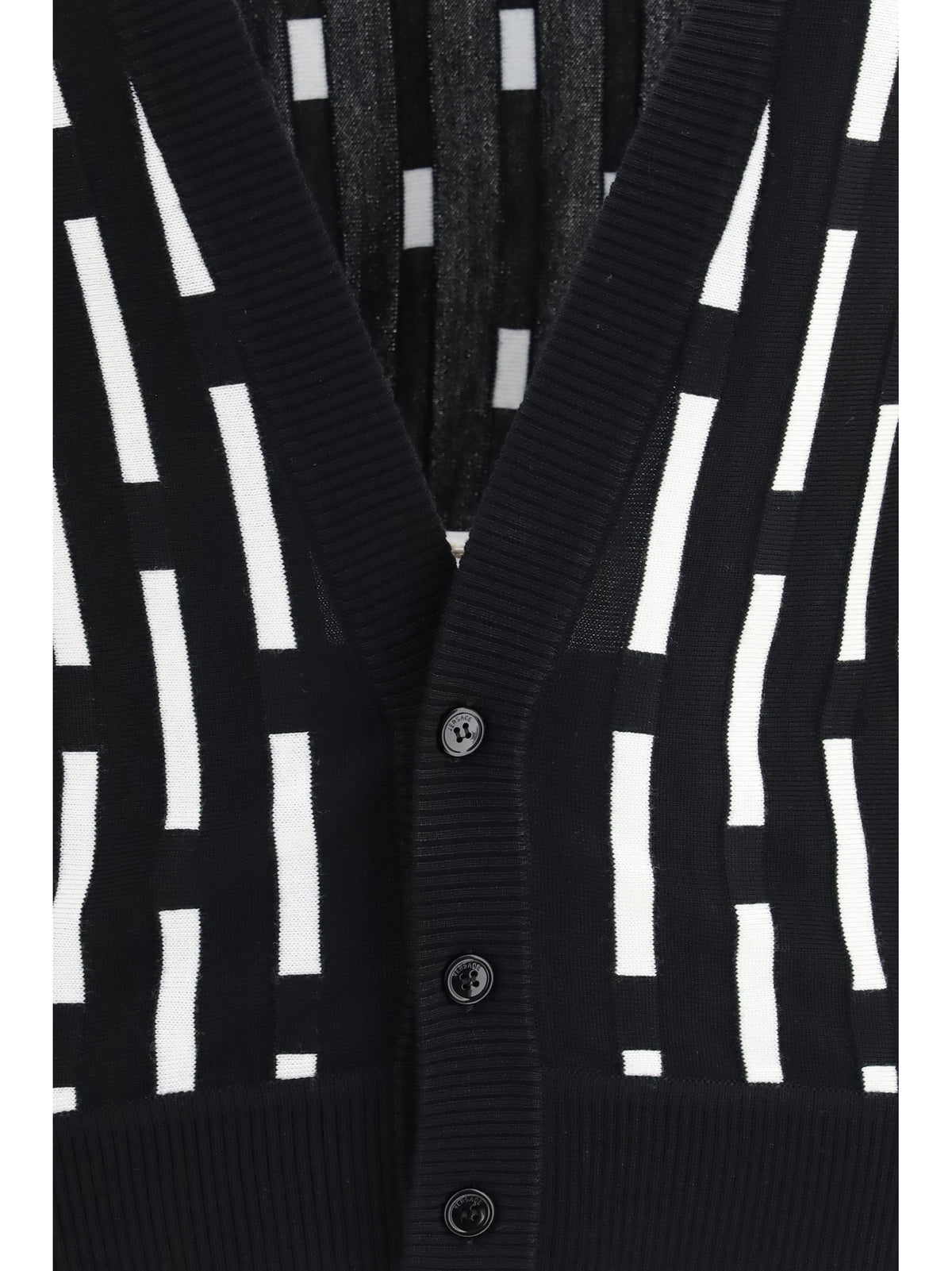 Versace Gianni Dashes Cardigan - Black/White