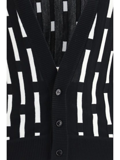 Versace Gianni Dashes Cardigan - Black/White