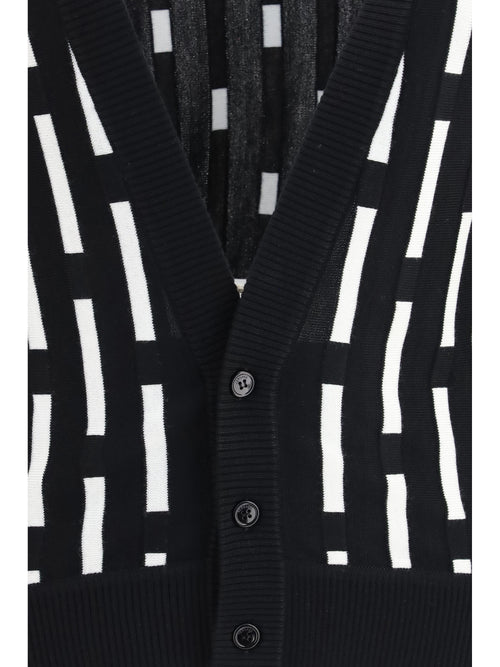 Versace Gianni Dashes Cardigan - Black/White