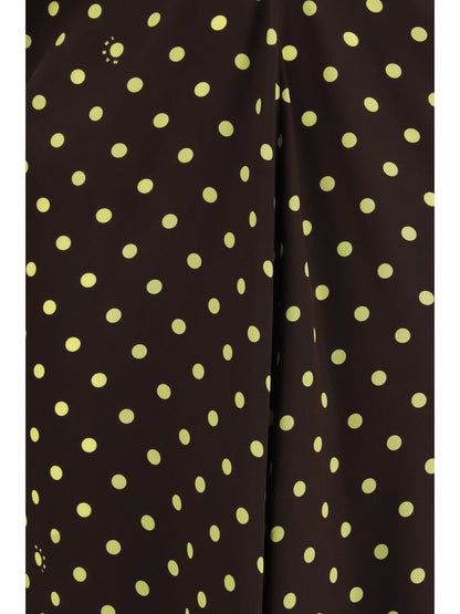 Marni Printed polka dot crepe Dress - Sadelle Brown