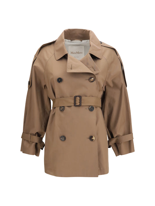 Max Mara The Cube Short water repellent twill Trench Coat - Dark Gold