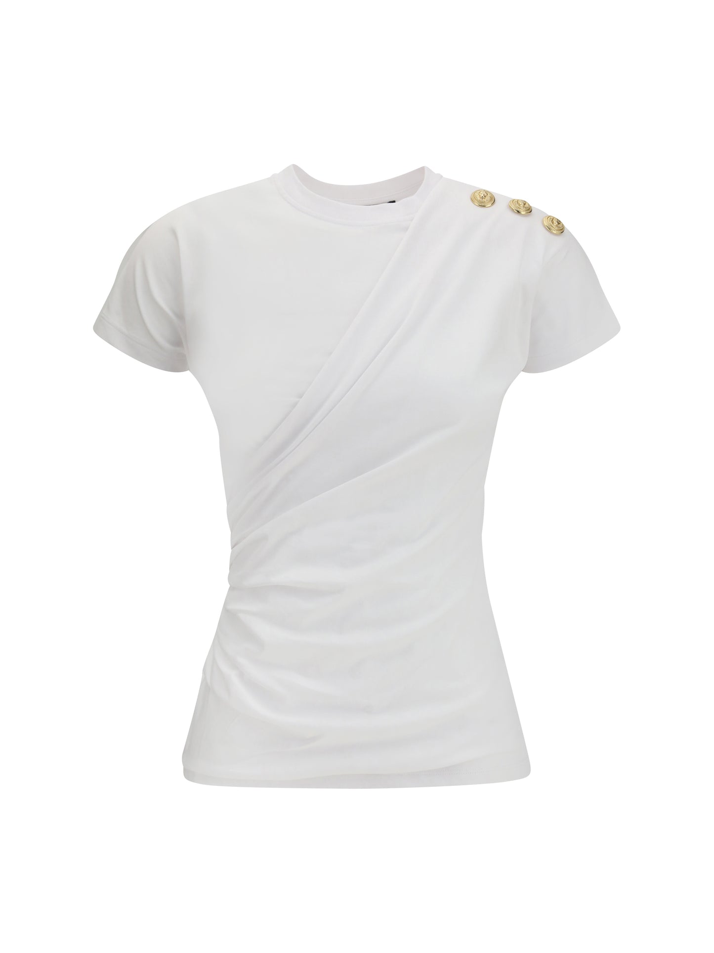 BALMAIN 3 buttons Draped T-shirt