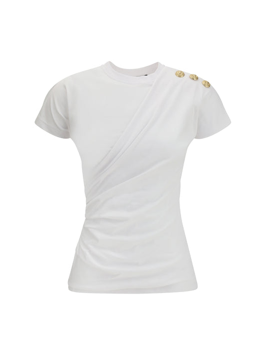 BALMAIN 3 buttons Draped T-shirt