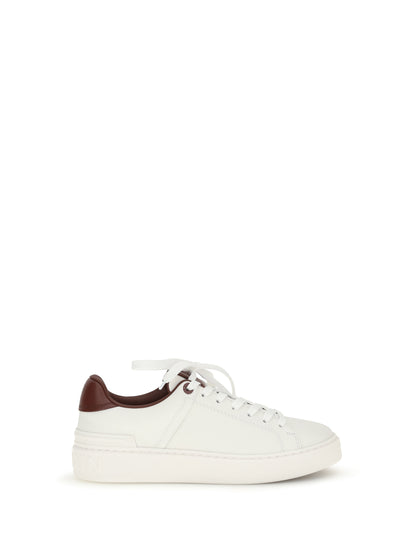 Balmain B-Court leather Sneakers - Blanc/Lie De Vin