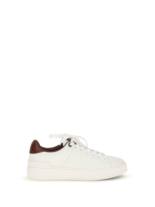 Balmain B-Court leather Sneakers - Blanc/Lie De Vin