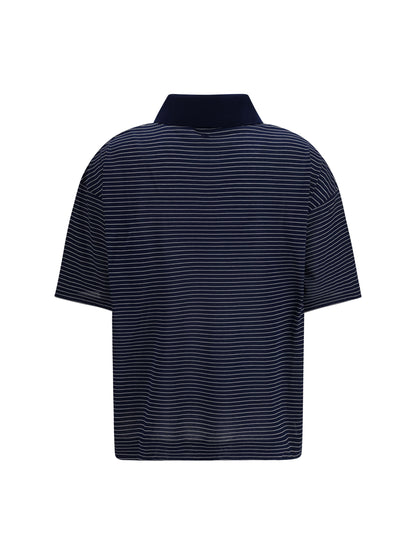 AMI PARIS Cotton Striped Ami de Coeur Polo