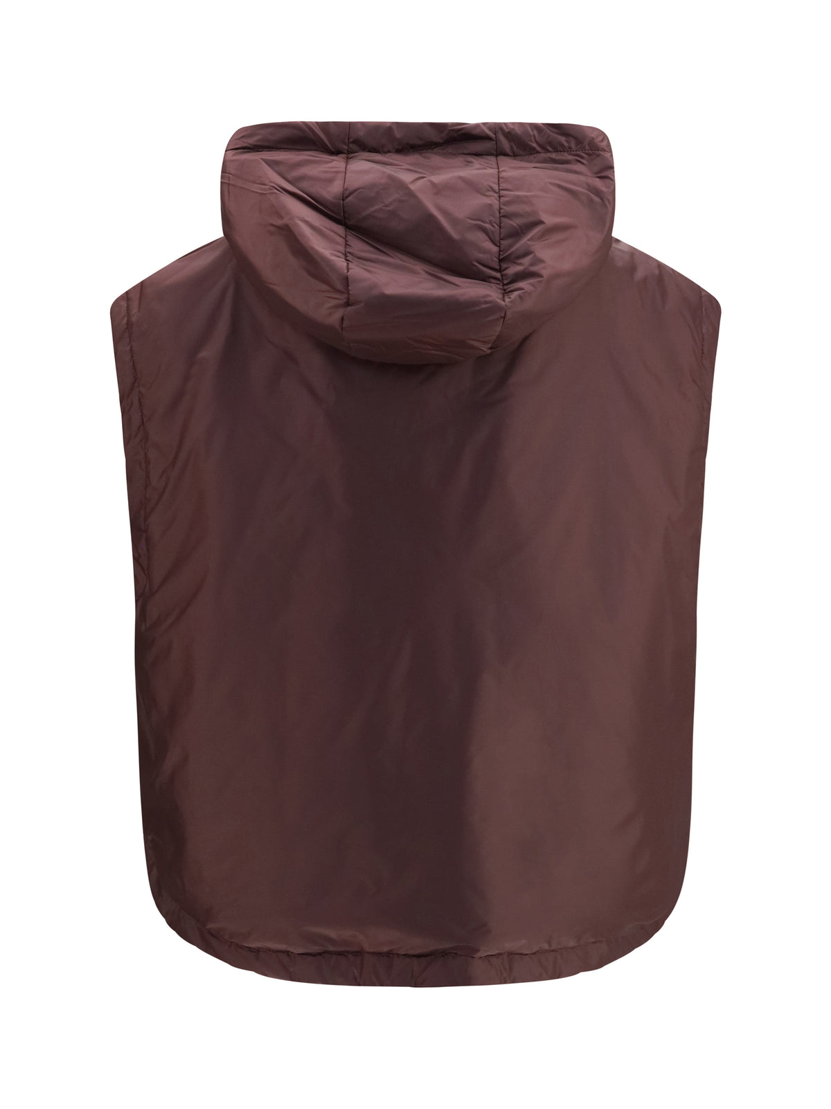 Max Mara The Cube Hooded padded Vest in water repellent canvas - New Dark Ruby