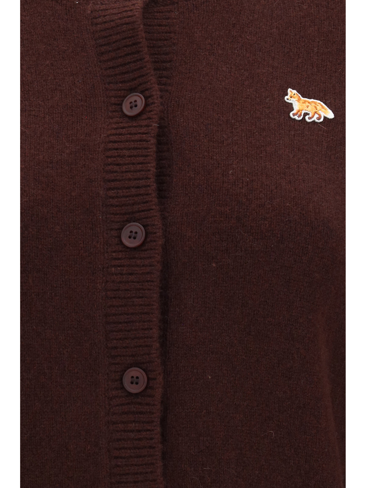 Maison Kitsuné Baby Fox fitted lambswool Cardigan - Dark Wood