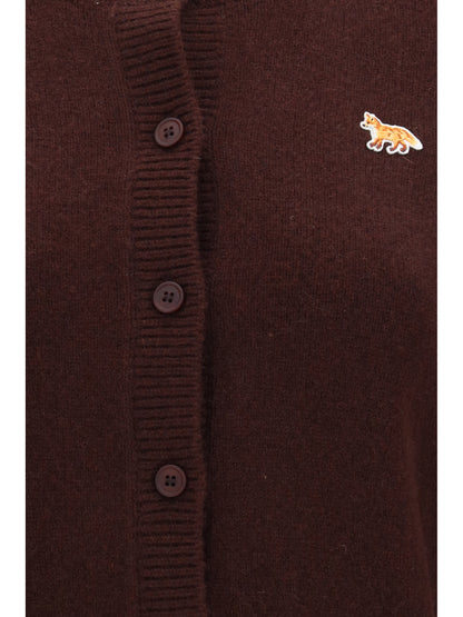 Maison Kitsuné Baby Fox fitted lambswool Cardigan - Dark Wood