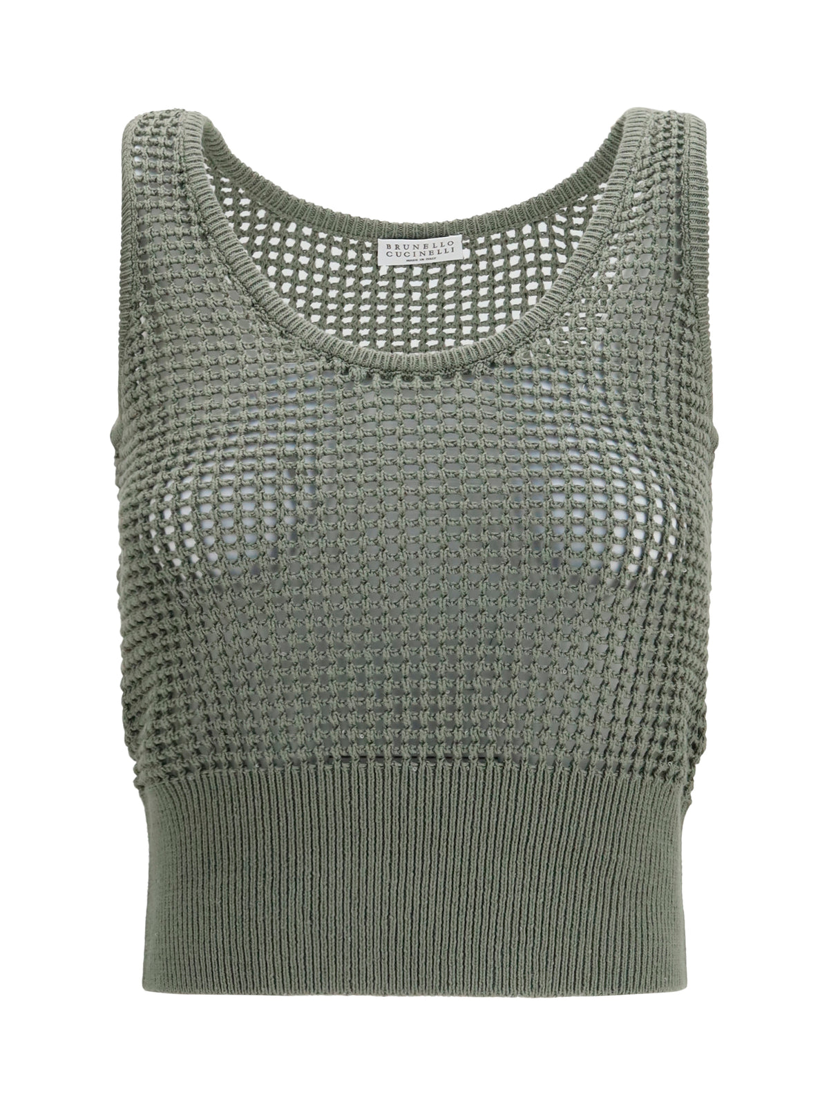 Brunello Cucinelli Perforated sequin Tank Top - Eucalipto