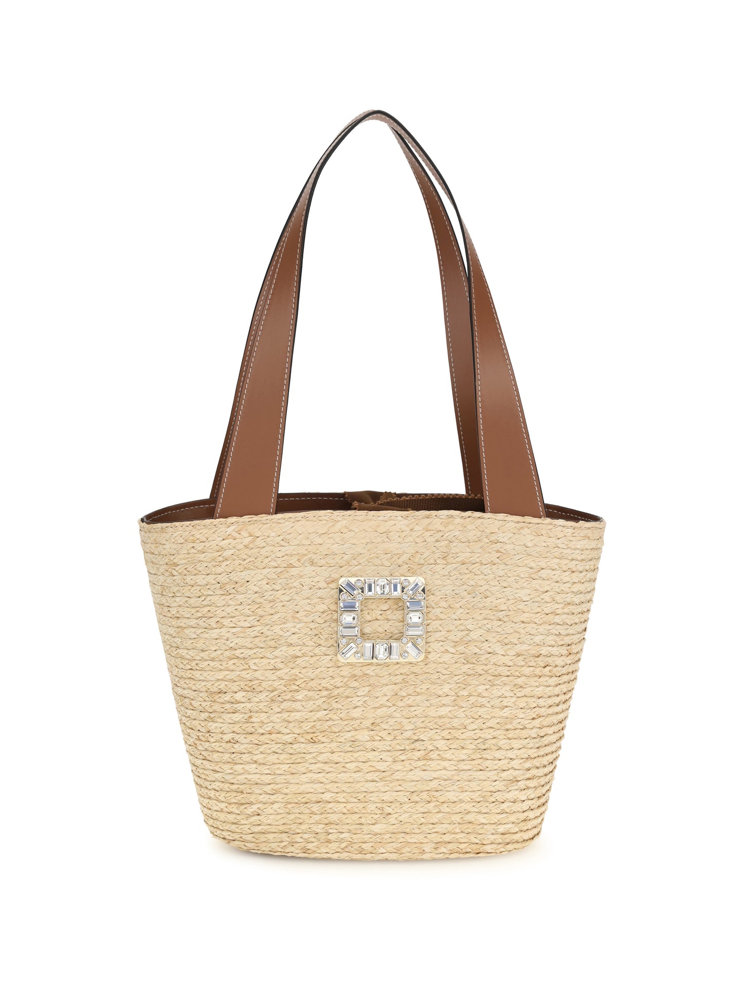 ROGER VIVIER Mini Viv’ Skate raffia Bucket Bag