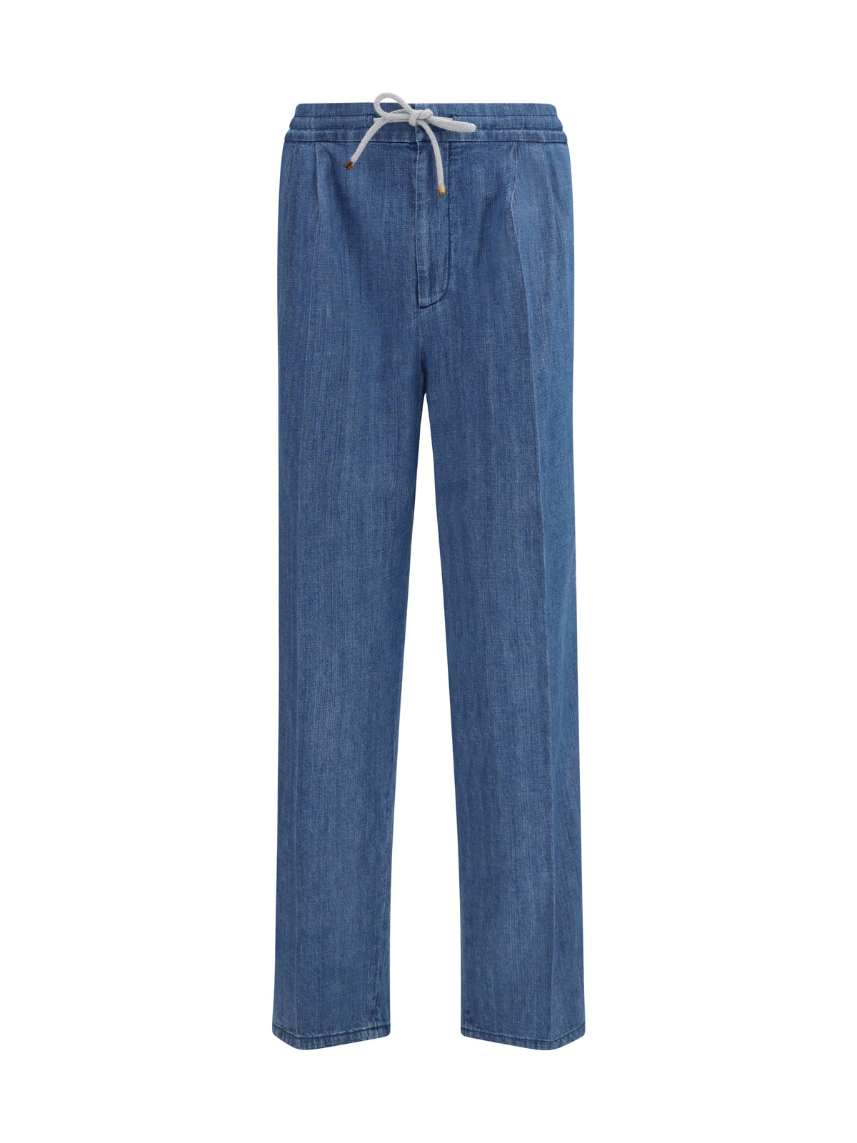 Brunello Cucinelli Lightweight denim Pants with drawstring and double pleats - Denim Medium