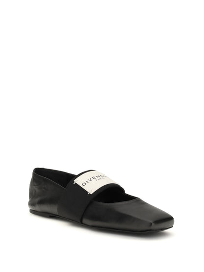 GIVENCHY Leather Sliced Square Ballerinas