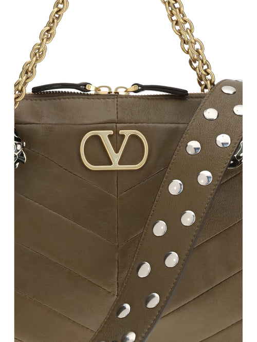 Valentino Medium Panthea Chevron Patchwork Shoulder Bag - Tundra
