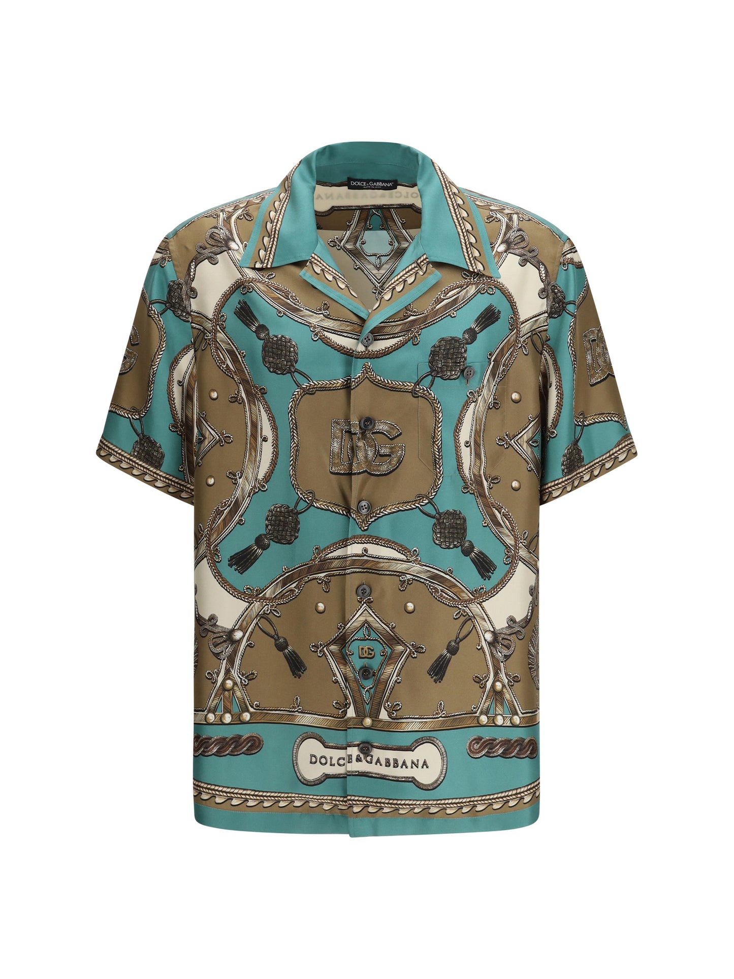 DOLCE & GABBANA Hawaii Shirt in washed silk twill with cargo print