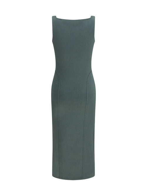 Alaïa Fitted silk-knit Dress - Vert De Gris