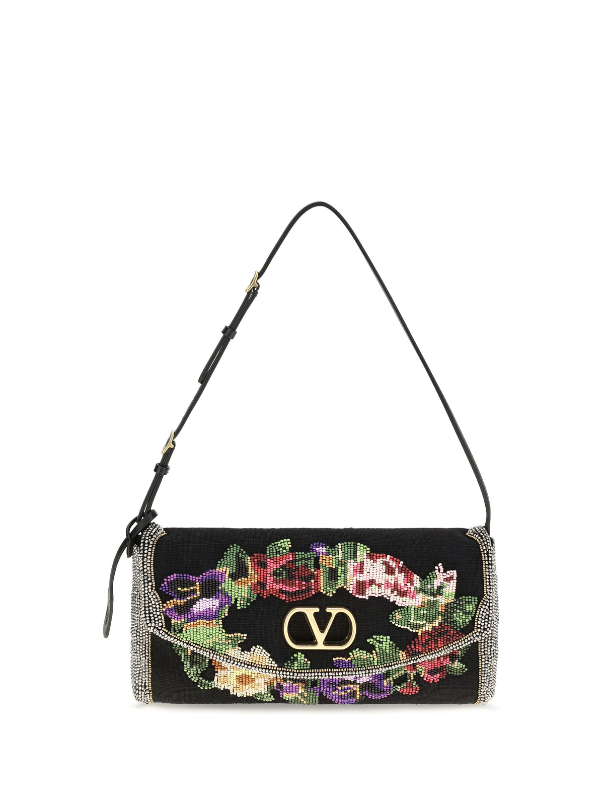 Valentino Garavani Small Devain embroidered Shoulder Bag - Multicolor/Black