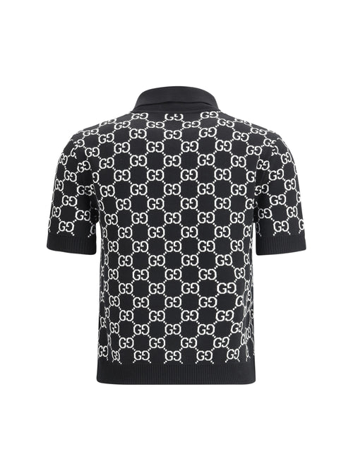 Gucci GG wool jacquard Polo Top - Black/White