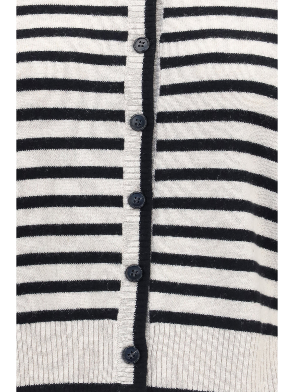 Lisa Yang Marit Striped Cardigan - Oyster/Black Stripes