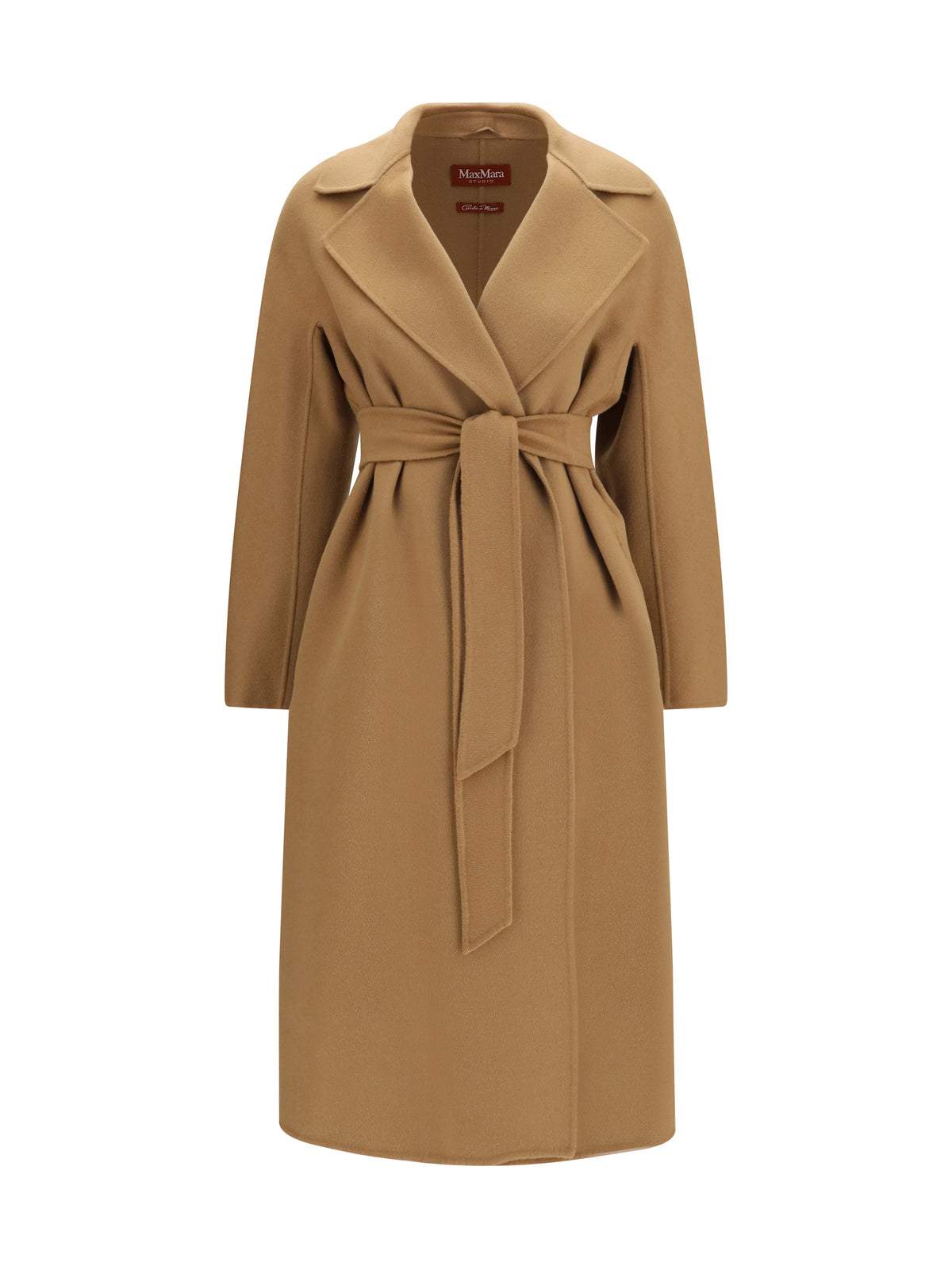 Max Mara Studio Long robe Coat in wool, cashmere and silk - Camel
