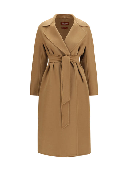 Max Mara Studio Long robe Coat in wool, cashmere and silk - Camel