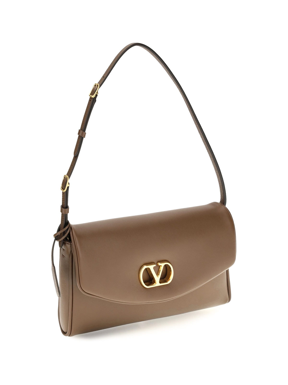 Valentino Garavani Devain leather Shoulder Bag - Wood Brown